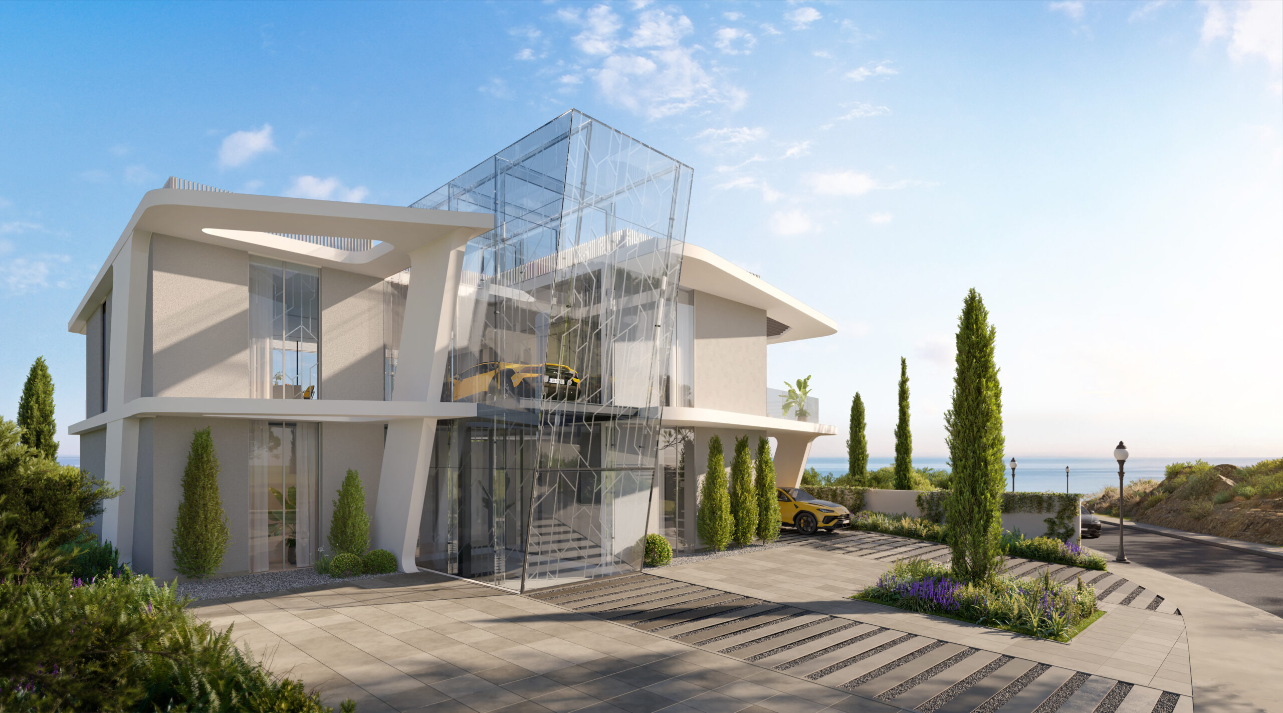 LAMBORGHINI-DESIGNED HILLSIDE MARBELLA VILLA WITH CAR-LIFT